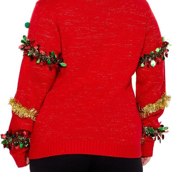 Forever 21 Garland Pom Pom Ugly Christmas Sweater Size Small - Picture 4 of 5